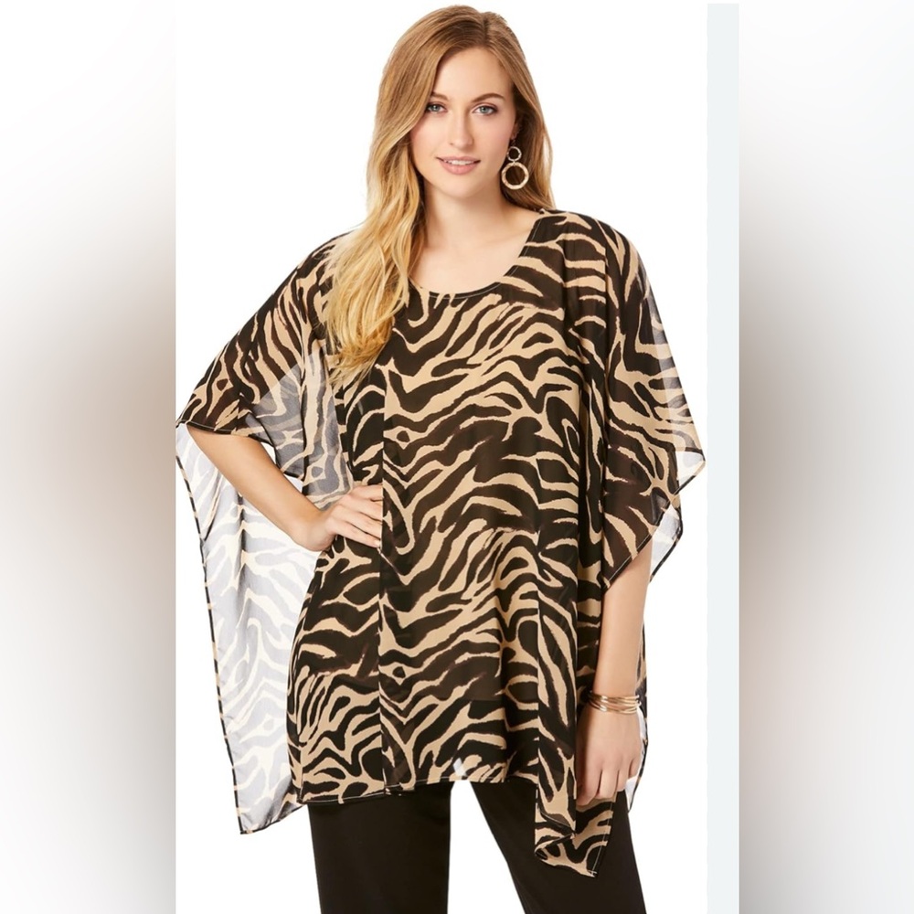 Jessica London Black and Cream Tunic Top. Size28W